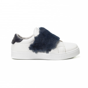 Γυναικεία λευκά Slip-on sneakers με μπλε λεπτομέρειες  Martin Pescatore  SM19