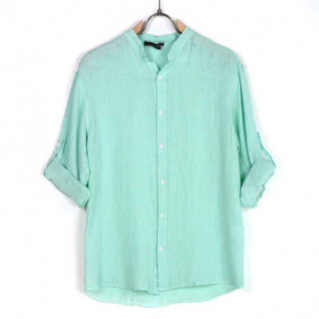 Ανδρικό λινό πουκάμισο μέντα Just West LINO2023-CA02 2