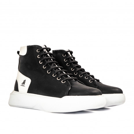 Ανδρικά ψηλά sneakers σε μαύρο και άσπρο Boa 0155 2