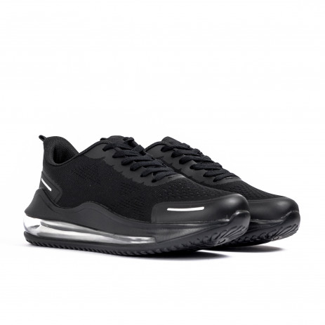 Ανδρικά μαύρα αθλητικά παπούτσια με σόλες αέρα SH162-1 2