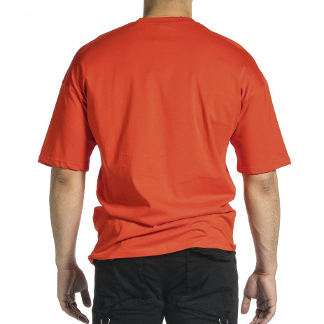 Ανδρική κόκκινη κοντομάνικη μπλούζα Oversize 21201142 2