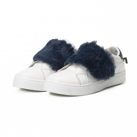 Γυναικεία λευκά Slip-on sneakers με μπλε λεπτομέρειες  Martin Pescatore  SM19 2
