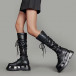 Γυναικείες μαύρες μπότες δίσολες κάλτσα με διακοσμητικά κορδόνια Miranda K56 it161121-5 5