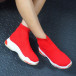 Γυναικεία κόκκινα πλεκτά αθλητικά παπούτσια Slip-on it130819-46 4