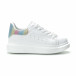 Γυναικεία λευκά sneakers με πολύχρωμη λεπτομέρεια it250119-91 2