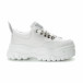 Γυναικεία λευκά αθλητικά παπούτσια με λεπτομέρειες χρυσόσκονης it270219-4 2