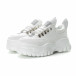 Γυναικεία λευκά αθλητικά παπούτσια με λεπτομέρειες χρυσόσκονης it270219-4 3