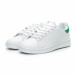 Γυναικεία Basic λευκά αθλητικά παπούτσια με πράσινη λεπτομέρειεα it150319-56 3