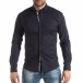 Ανδρικό Slim fit σκούρο μπλε πουκάμισο με σταυροτό μοτίβο it210319-96 3