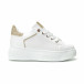 Γυναικεία λευκά sneakers με λεπτομέρειες από χρυσόσκονη it250119-82 2