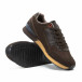 Ανδρικά καφέ αθλητικά παπούτσια από συνδυασμό υφασμάτων it140918-6 4