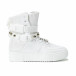 Γυναικεία λευκά ψηλά sneakers All white με αξεσουάρ it150818-61 2