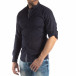 Ανδρικό Slim fit σκούρο μπλε πουκάμισο με σταυροτό μοτίβο it210319-96 2