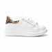 Γυναικεία λευκά sneakers με λεοπάρ λεπτομέρεια it250119-94 2