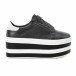 Γυναικεία μαύρα sneakers με ασπρόμαυρη πλατφόρμα it140918-54 2