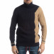 Ανδρικό πουλόβερ σε σκούρο μπλε και μπεζ it051218-56 2