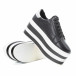 Γυναικεία μαύρα sneakers με ασπρόμαυρη πλατφόρμα it140918-54 5