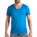 Ανδρική γαλάζια κοντομάνικη μπλούζα Vintage στυλ it210319-80 2