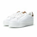 Γυναικεία λευκά sneakers με πλατφόρμα και διακοσμητικό πριντ it250119-52 3