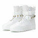 Γυναικεία λευκά ψηλά sneakers All white με αξεσουάρ it150818-61 3