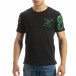 Ανδρική μαύρη κοντομάνικη μπλούζα με πράσινο νέον πρίντ it120619-37 2