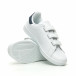 Ανδρικά λευκά sneakers με μπλε λεπτομέρεια και αυτοκόλλητα it230519-15 4