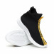 Ανδρικά slip-on μαύρα αθλητικά παπούτσια κάλτσα με κίτρινη επιγραφή it110919-2 5