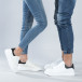 Λευκά sneakers για ζευγάρια με μαύρη λεπτομέρεια και χοντρή σόλα cs-white-M723-LY56 2