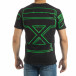 Ανδρική μαύρη κοντομάνικη μπλούζα με πράσινο νέον πρίντ it120619-37 3