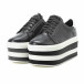 Γυναικεία μαύρα sneakers με ασπρόμαυρη πλατφόρμα it140918-54 4