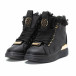 Γυναικεία μαύρα ψηλά Sneakers με χρυσές λεπτομέρειες it081018-2 2
