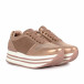 Γυναικεία ροζ sneakers με πλατφόρμα και συνδυασμό υλικών G0115 it100821-3 3