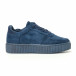 Γυναικεία μπλε sneakers σουέτ με κορδόνια it240118-26 3
