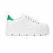 Γυναικεία λευκά sneakers με πράσινη λεπτομέρεια στον αστράγαλο it160318-56 2