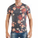 Ανδρική γκρι κοντομάνικη μπλούζα με πορτοκαλί τριαντάφυλλα tsf250518-56 2