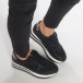 Γυναικεία μαύρα αθλητικά παπούτσια σουέτ με διαμαντάκια it240118-43 4