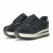Γυναικεία μαύρα αθλητικά παπούτσια σουέτ με διαμαντάκια it240118-43 5