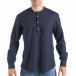 Ανδρικό μπλε πουκάμισο χωρίς γιακά από καλοκαιρινό ύφασμα it050618-10 3