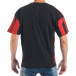 Ανδρική μαύρη- κόκκινη κοντομάνικη μπλούζα ελεύθερη γραμμή tsf250518-5 3