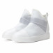 Γυναικεία λευκά ψηλά sneakers από συνδυασμό υφασμάτων με ασημένια διασκομητικά λαστιχάκια it240118-17 4