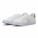 Ανδρικά λευκά sneakers με πράσινη φτέρνα και διακοσμητικές τρύπουλες it240418-19 3