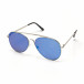 Ανδρικά γαλάζια γυαλιά ηλίου πιλότου με ασημί σκελετό it250418-11 2