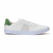 Ανδρικά λευκά sneakers με πράσινη φτέρνα και διακοσμητικές τρύπουλες it240418-19 2