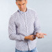 Ανδρικό γαλάζιο πουκάμισο με πριντ από καλοκαιρινό ύφασμα it050618-14 2