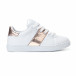 Γυναικεία λευκά sneakers από οικολογικό δέρμα με χρυσές λεπτομέρειες  it240118-36 3