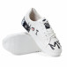 Γυναικεία λευκά sneakers από οικολογικό δέρμα με σχέδια και μεταλλικές λεπτομέρειες it240118-49 5