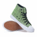 Ψηλά γυναικεία υφασμάτινα sneakers με πράσινες και μαύρες ρίγες it240118-9 4