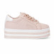Γυναικεία ροζ sneakers με πλατφόρμα και διακοσμητικές τρύπες it160318-57 2