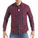 Ανδρικό καρέ πουκάμισο σε δύο χρώματα με ντενίμ λεπτομέρειες it050618-1 2