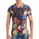 Ανδρική μαύρη κοντομάνικη μπλούζα με πολύχρωμα λουλούδια tsf250518-51 3